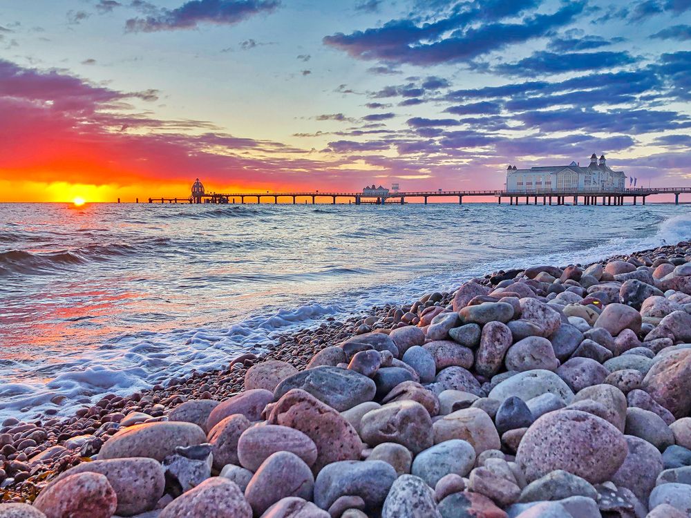 Strand und Seebrücke Sellin im Abendlicht